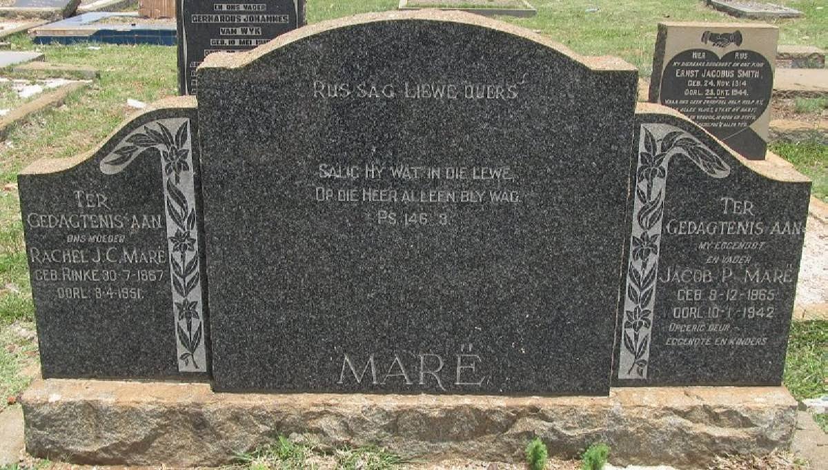 MARE Jacob P. 1865-1942 &amp; Rachel J.C. RINKE 1867-1951