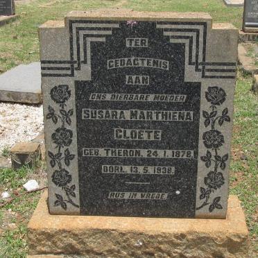 CLOETE Susara Marthiena nee THERON 1878-1938
