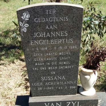 ZYL Johannes Engelbertus, van 1914-1986 &amp; Sussana ACKERMANN 1923-2010