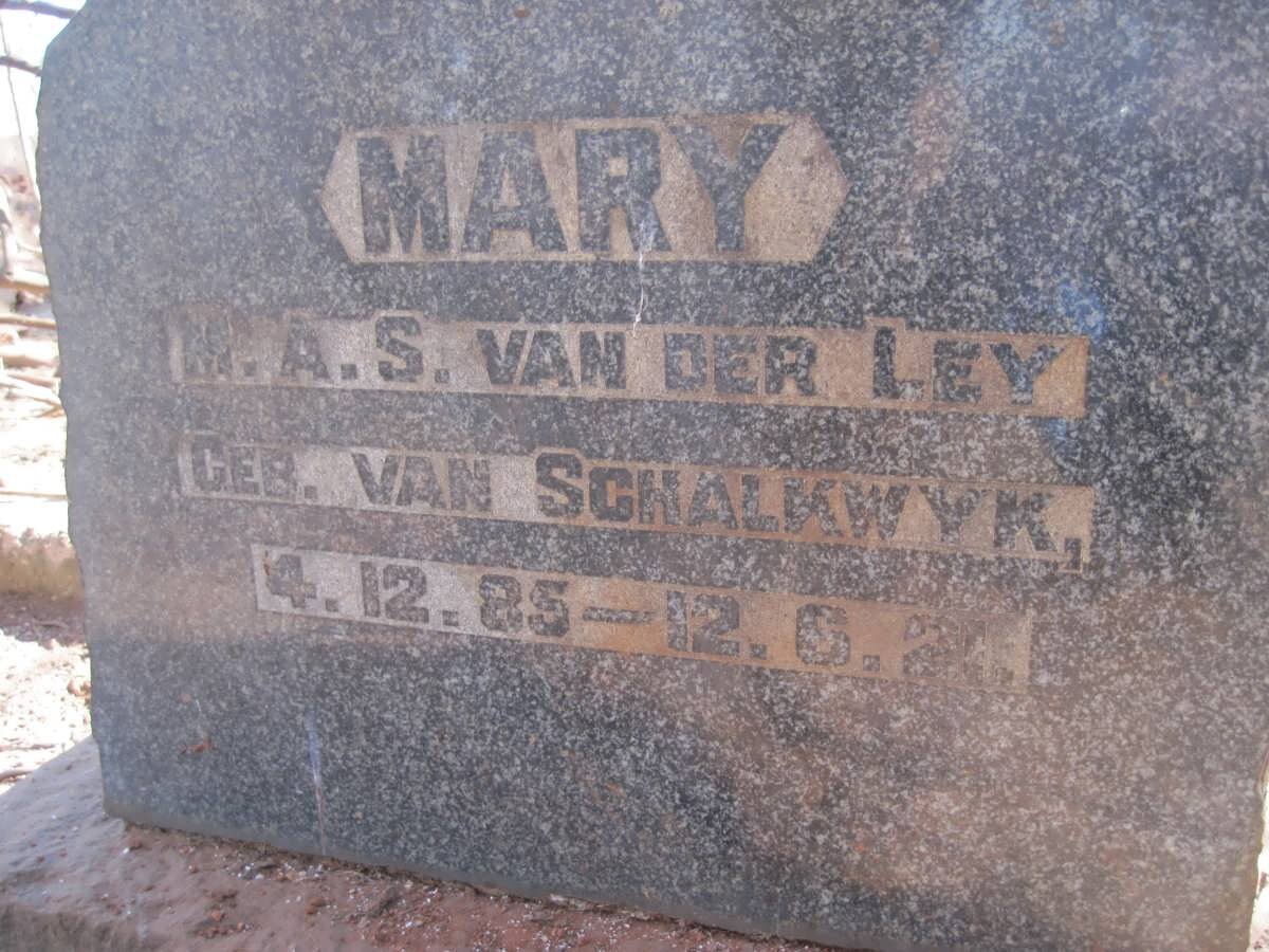 LEY M.A.S., van der nee VAN SCHALKWYK 1885-1921