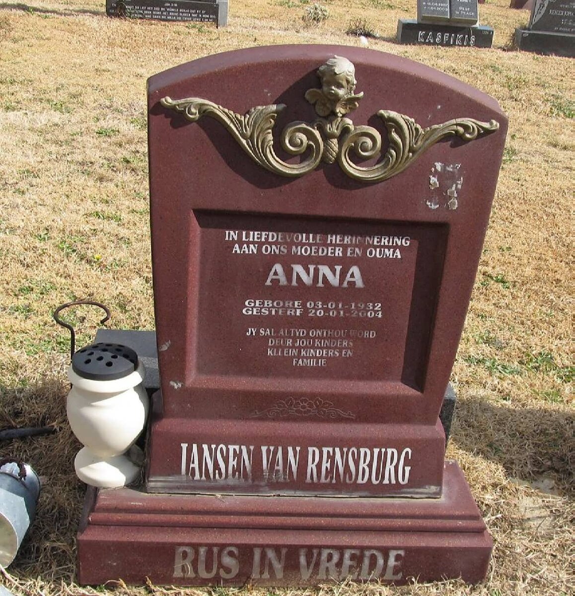 RENSBURG Anna, Jansen van 1932-2004