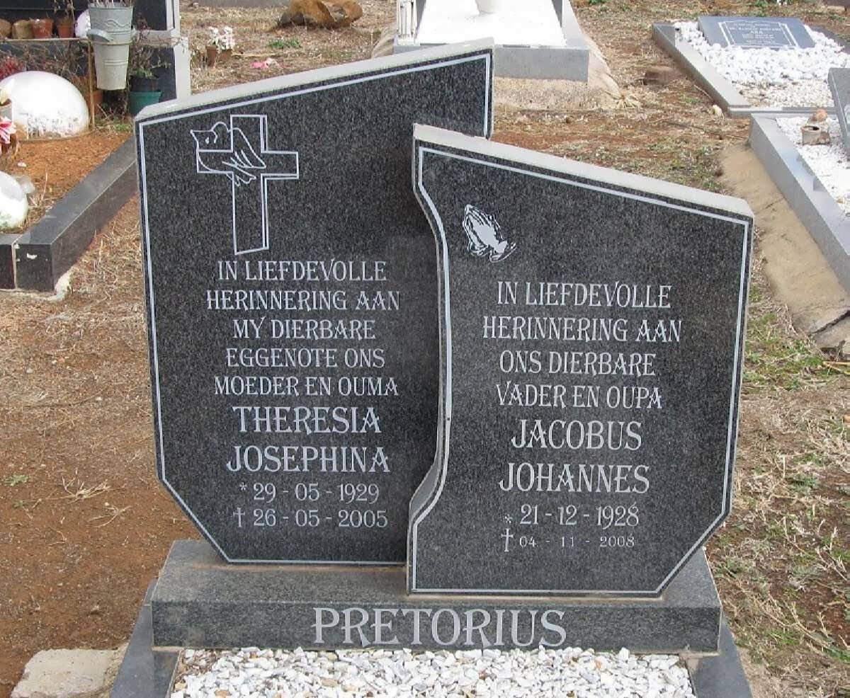 PRETORIUS Jacobus Johannes 1928-2008 &amp; Theresia Josephina 1929-2005