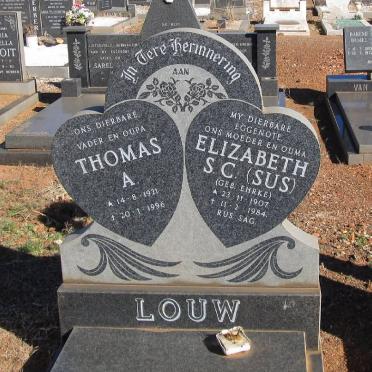 LOUW Thomas A. 1921-1996 &amp; Elizabeth S.C. EHRKE 1907-1984