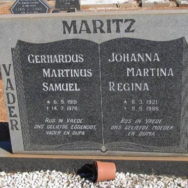 MARITZ Gerhardus Martinus Samuel 1919-1978 &amp; Johanna Martina Regina 1921-1988