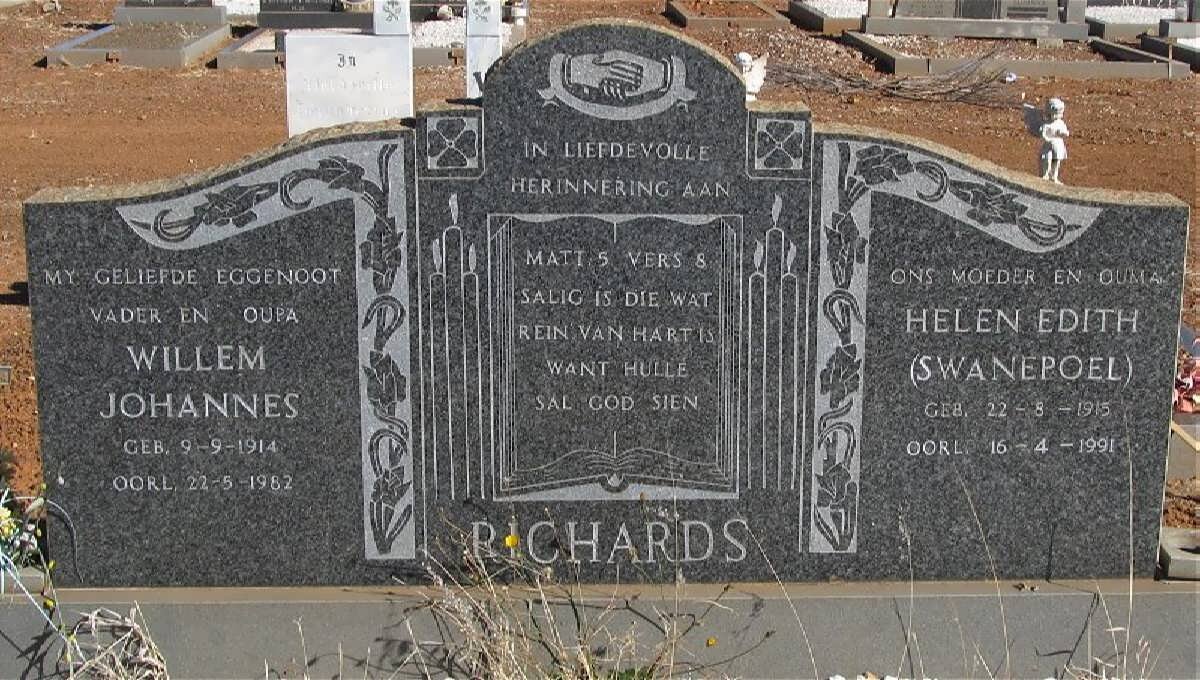 RICHARDS Willem Johannes 1914-1982 &amp; Helen Edith SWANEPOEL 1915-1991