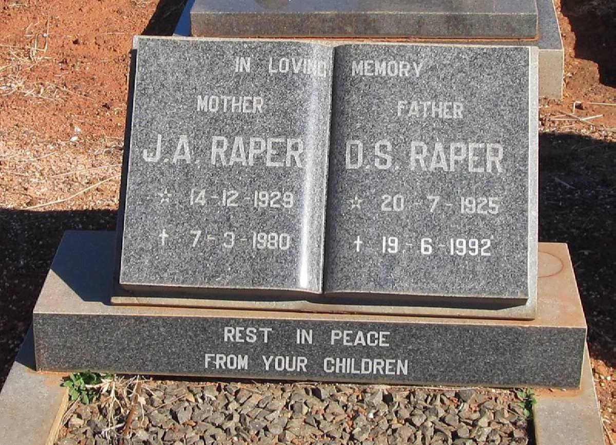 RAPER J.A. 1929-1980 &amp; D.S. 1925-1992