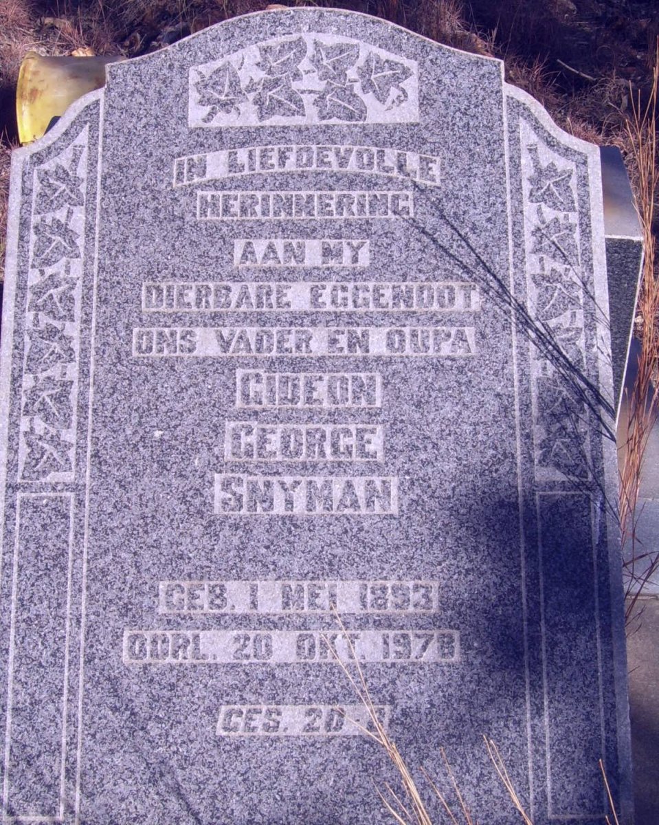 SNYMAN Gideon George 1893-1978