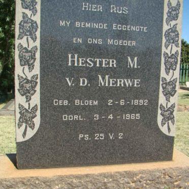 MERWE Hester M., v.d. nee BLOEM 1892-1965