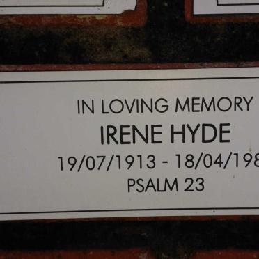 HYDE Irene 1913-1985