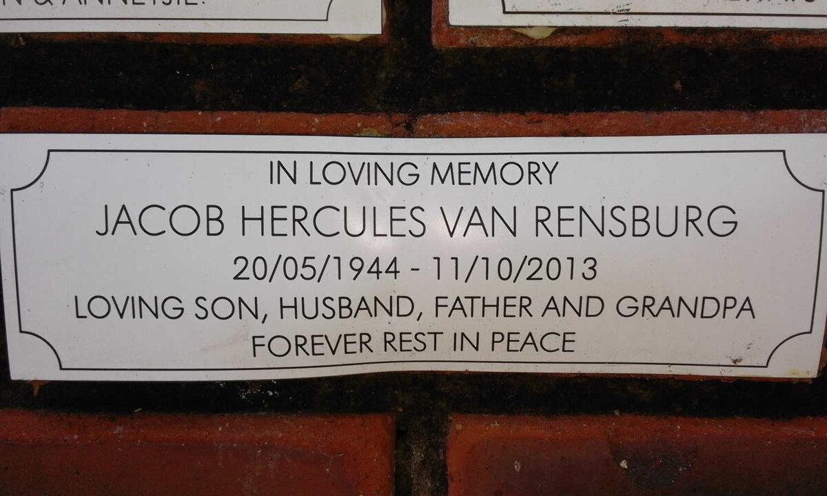 RENSBURG Jacob Hercules, van 1944-2013