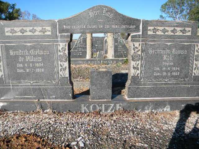 KOTZE Hendrik Tielman de Villiers 1894-1966 &amp; Gertruida Louisa Kok BENEKE 1894-1963