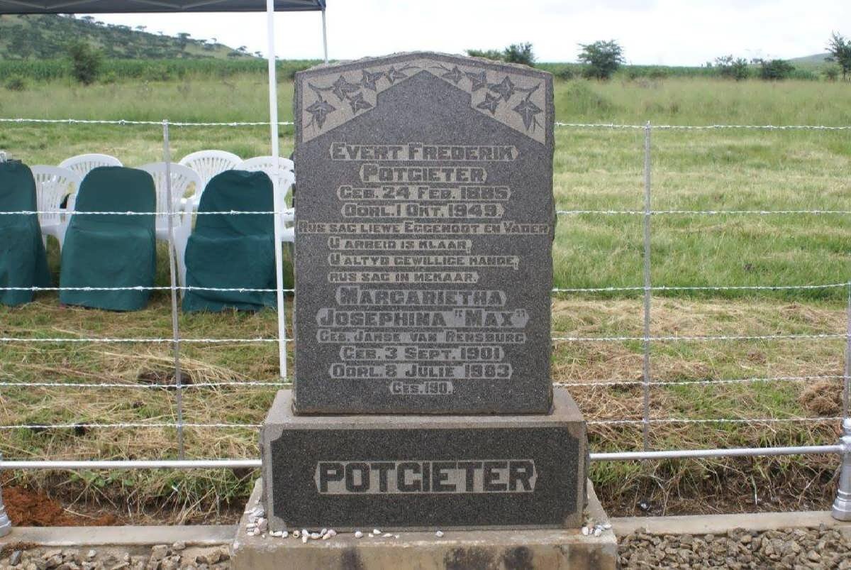 POTGIETER Evert Frederik 1885-1949 &amp; Margarietha Josephina JANSE VAN RENSBURG 1901-1993