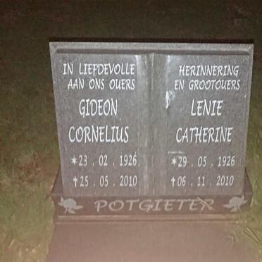 POTGIETER Gideon Cornelius 1926-2010 & Lenie Catherine 1926-2010
