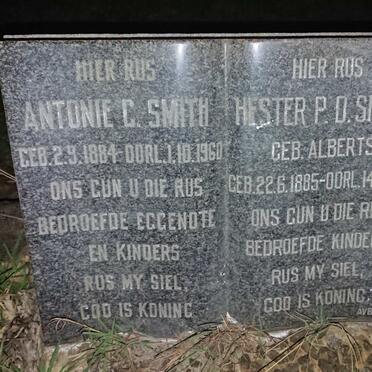 SMITH Antonie C. 1884-1960 & Hester P.D. nee ALBERTS 1885-1971