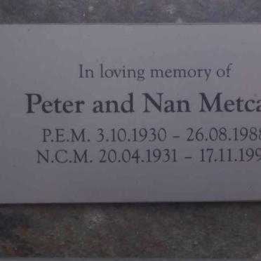 METCALF P.E.M. 1930-1988 &amp; N.C.M. 1931-1997