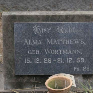 MATTHEWS Alma nee WORTMANN 1929-1959
