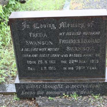 SWANSON Frederick Leonard -1973 &amp; Freda 1901-1985