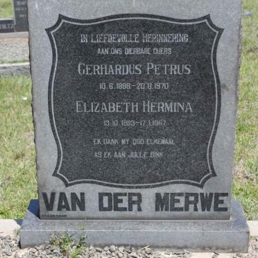 MERWE Gerhardus Petrus, van der 1888-1970 &amp; Elizabeth Hermina 1893-1967