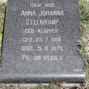 STEENKAMP Anna Johanna nee KLOPPER 1881-1975