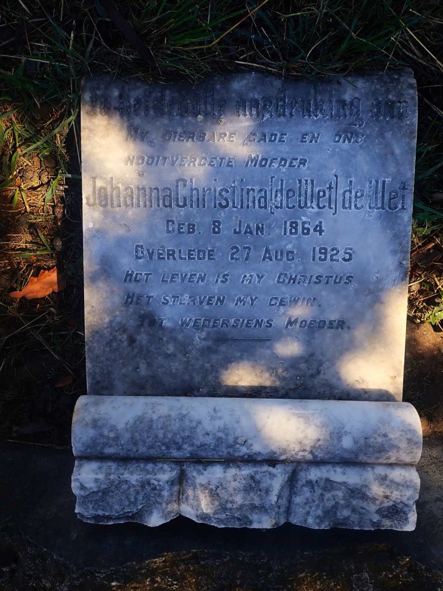 WET Johanna Christina, de nee DE WET 1864-1925