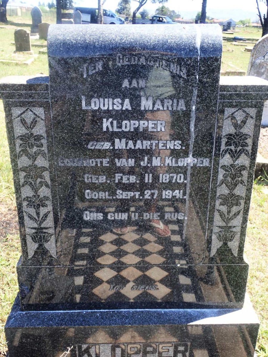 KLOPPER Louisa Maria nee MAARTENS 1870-1941
