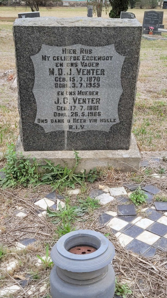 VENTER M.D.J. 1870-1959 &amp; J.C. 1881-1966