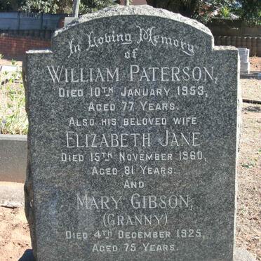 PATERSON William -1953 &amp; Elizabeth Jane -1960 :: GIBSON Mary -1925