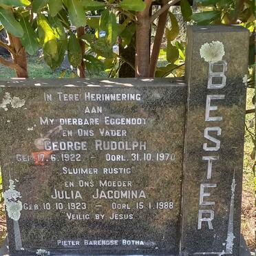 BESTER George Rudolph 1922-1970 & Julia Jacomina 1923-1988
