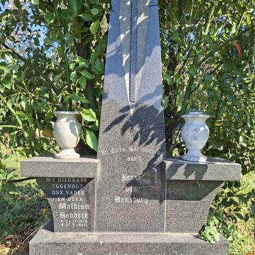 RENSBURG Mathiam Hendrik, Janse van 1919-1980