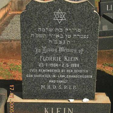KLEIN Florrie 1904-1988