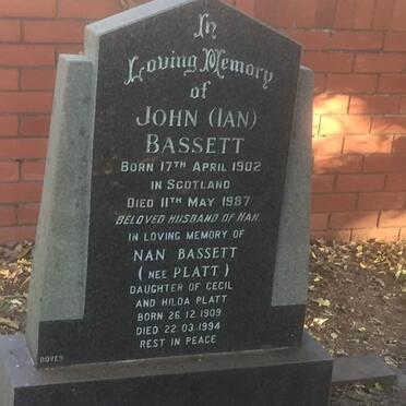 BASSETT John 1902-1987 &amp; Nan PLATT 1909-1994