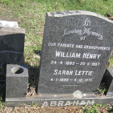 ABRAHAM William Henry 1883-1957 &amp; Sarah Lettie 1899-1975