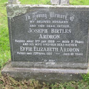 ARDRON Joseph Birtles -1956 &amp; Effie Elizabeth -1986