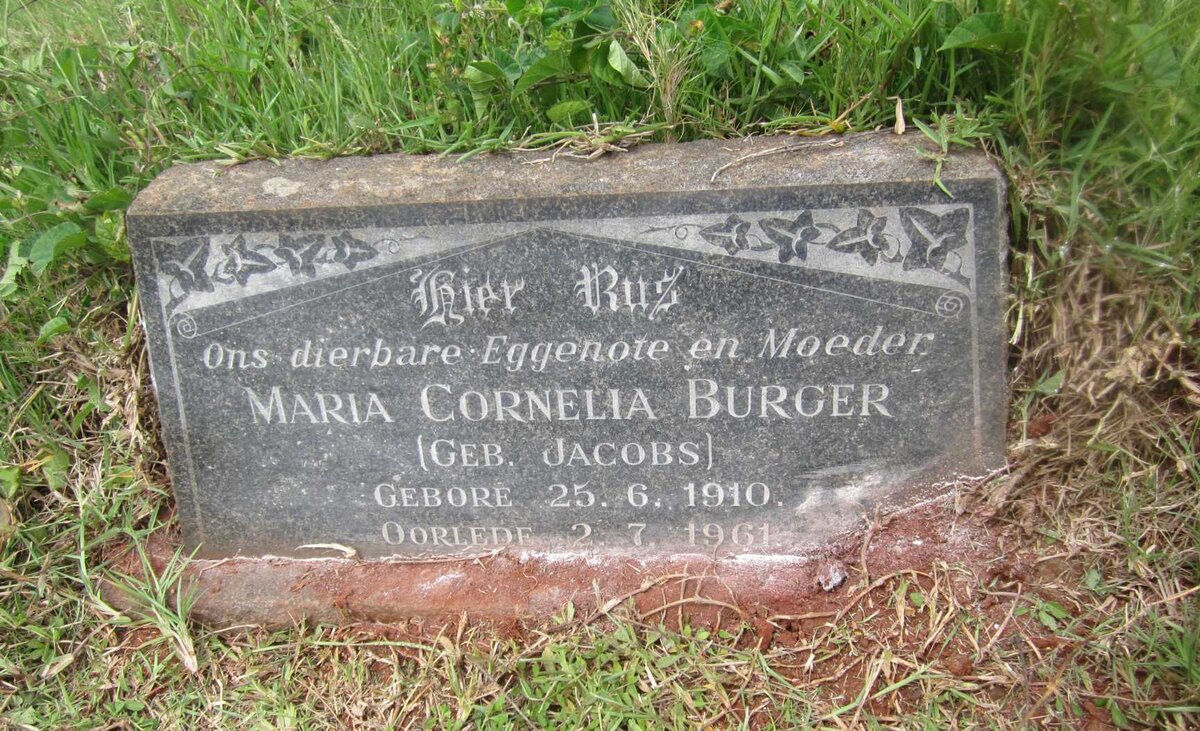 BURGER Maria Cornelia nee JACOBS 1910-1961