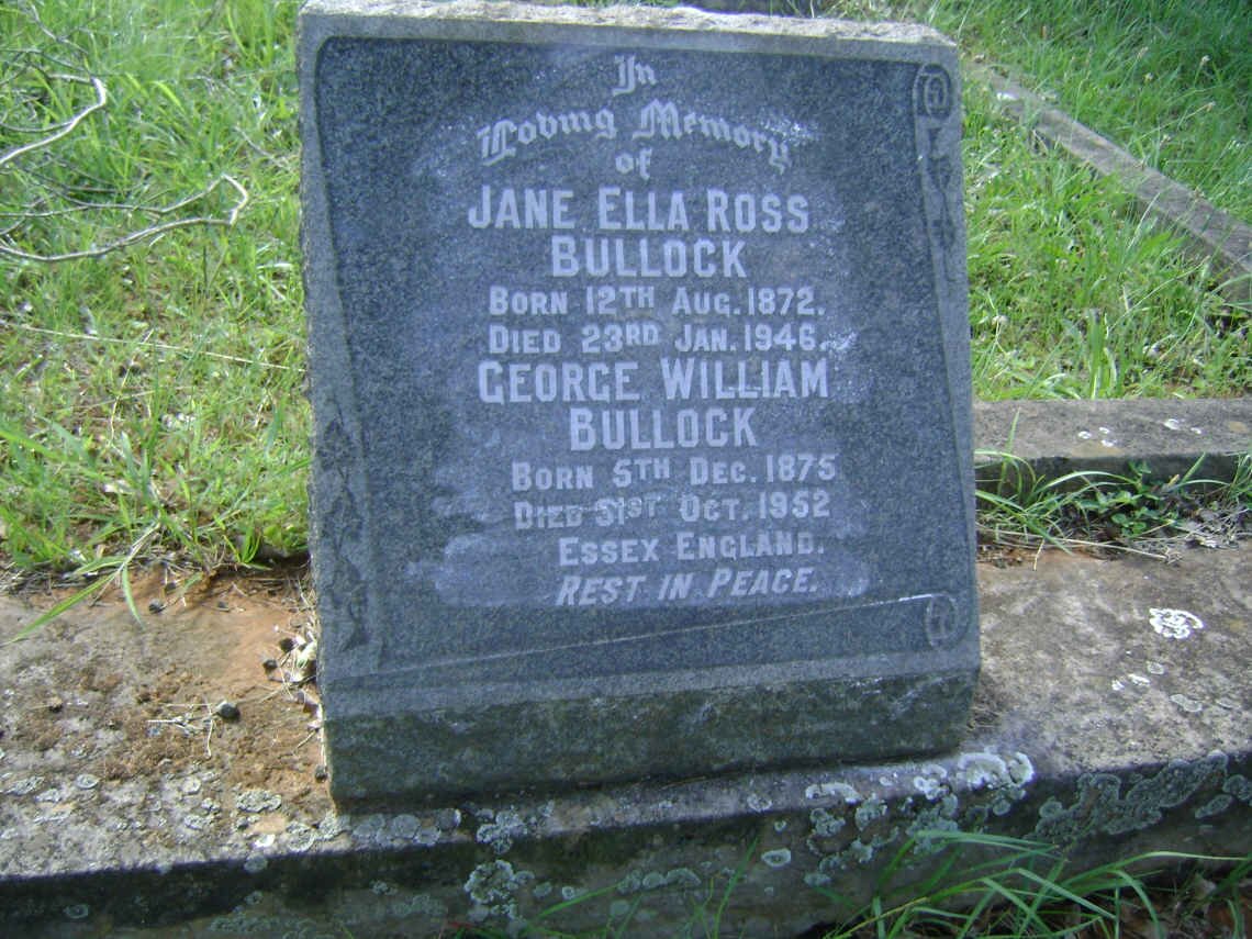 BULLOCK George William 1875-1952 &amp; Jane Ella ROSS 1872-1946
