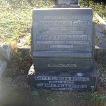 BROWN Thomas Angus 1870-1923 &amp; Edith Blanche 1872-1951 :: BROWN Harold Angus 1895-1916