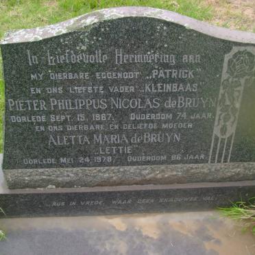 BRUYN Pieter Philippus Nicolas, de -1967 &amp; Aletta Maria -1978