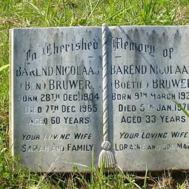 BRUWER Barend Nicolaas 1904-1965 :: BRUWER Barend Nicolaas 1937-1971