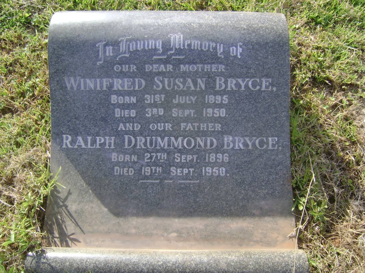 BRYCE Ralph Drummond 1896-1950 &amp; Winifred Susan 1895-1950