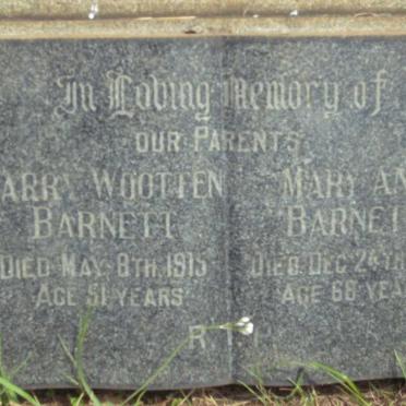 BARNETT Harry Wootten -1915 &amp; Mary Ann -1935