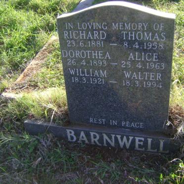 BARNWELL Richard Thomas 1881-1958 &amp; Dorothea Alice 1893-1963 :: BARNWELL William Walter 1921-1994