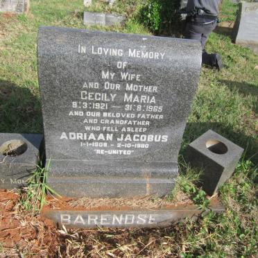 BARENDSE Adriaan Jacobus 1909-1980 &amp; Cecily Maria 1921-1965