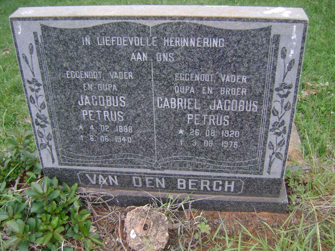 BERGH Jacobus Petrus, van den 1888-1940 :: VAN DEN BERGH Gabriel Jacobus Petrus 1920-1976