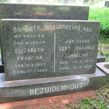 BEZUIDENHOUT Gert Johannes Cornelius 1910-1988 &amp; Elizabeth Francina 1905-1982