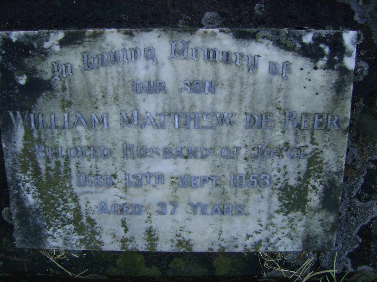 BEER William Matthew, de -1953