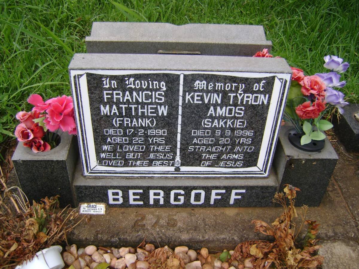 BERGOFF Francis Matthew -1990 :: BERGOFF Kevin Tyron Amos -1996