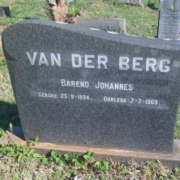 BERG Barend Johannes, van der 1894-1969