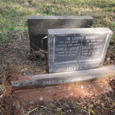 BOTES Joyce Annie 1936-1987 :: BOTES David John 1965-1982