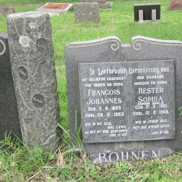 BOHNEN Francois Johannes 1893-1963 &amp; Hester Sophia ENSLIN 1901-1969