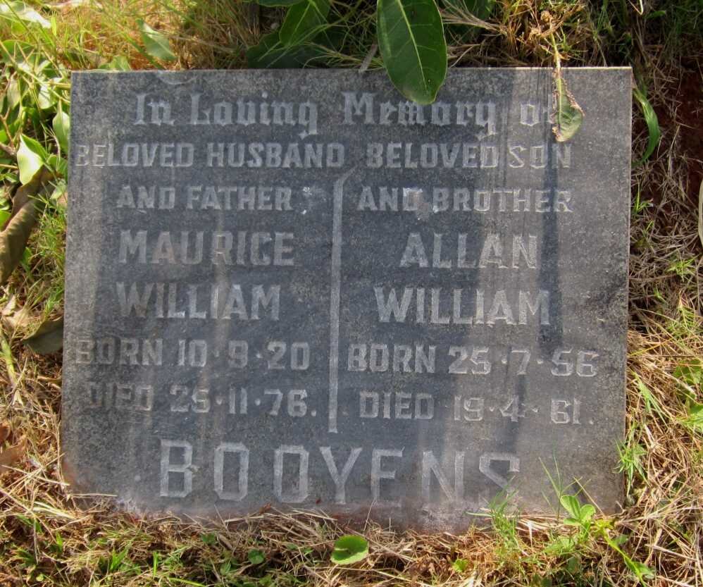 BOOYENS Maurice William 1920-1976 :: BOOYENS Allan William 1956-1961